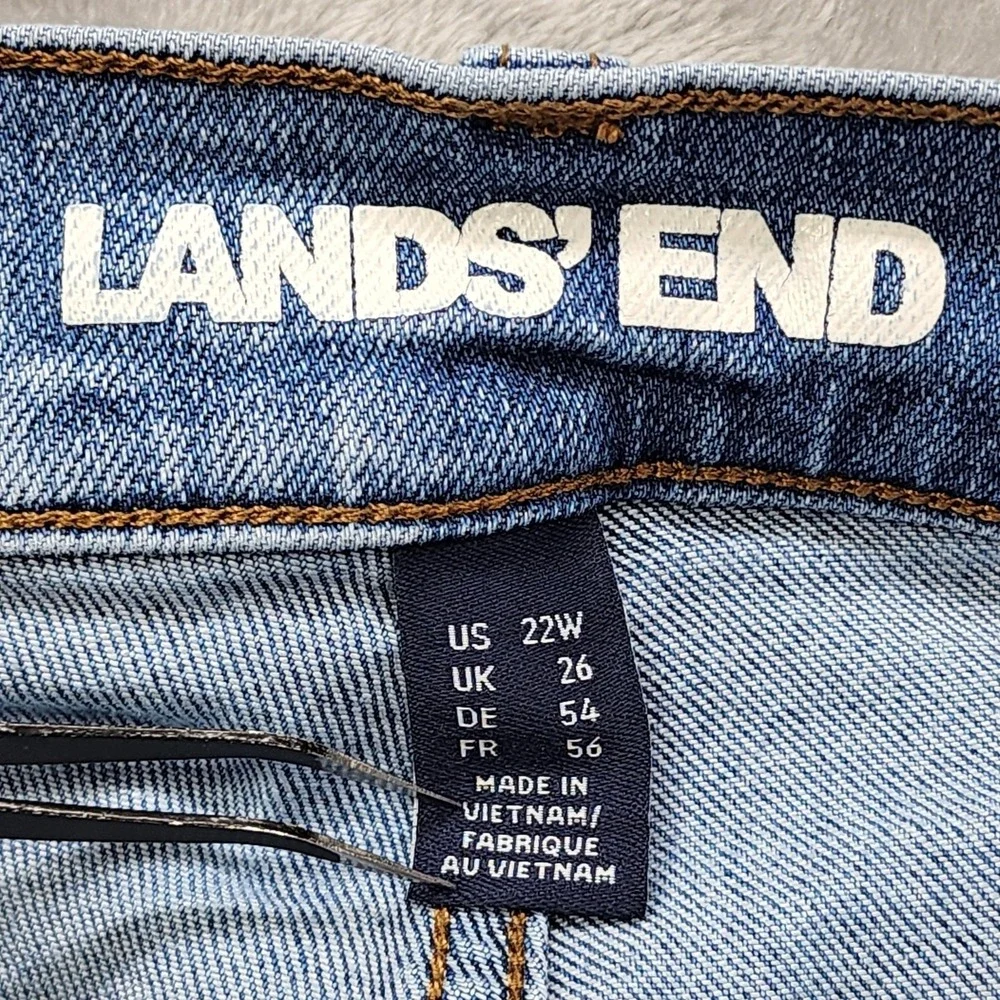 Lands End Jeans Womens 22W‎ Blue Recover High Rise Straight Ankle Crop Raw Hem